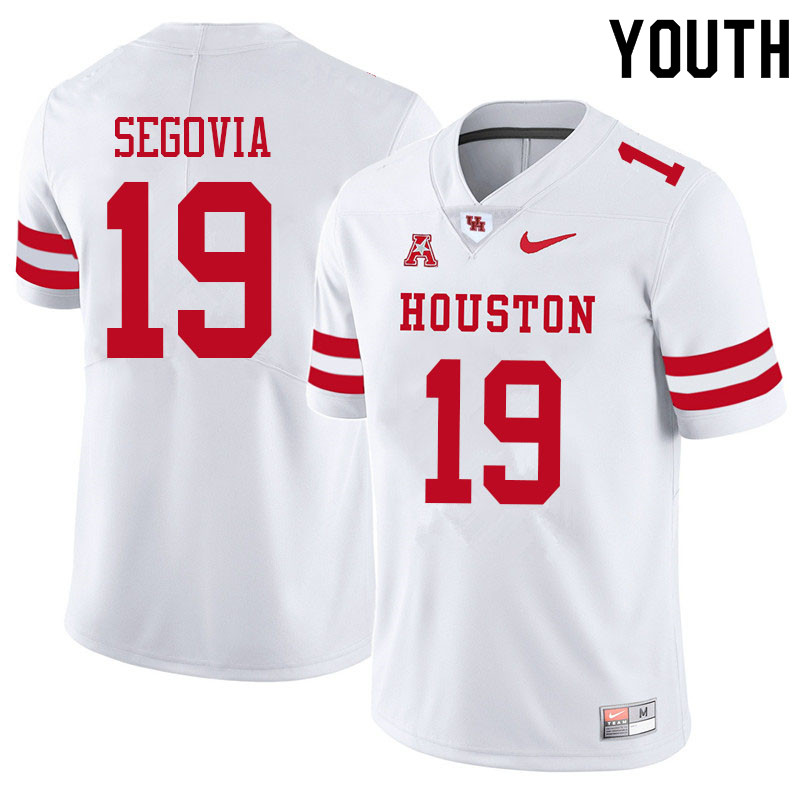 Youth #19 Andrew Segovia Houston Cougars College Football Jerseys Sale-White - Click Image to Close